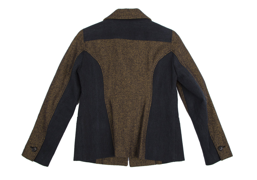 ROMEO GIGLI ITALY. gigli Navy, Mustard Herringbone Switching Jacket