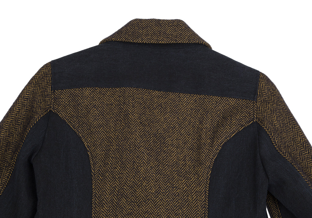 ROMEO GIGLI ITALY. gigli Navy, Mustard Herringbone Switching Jacket