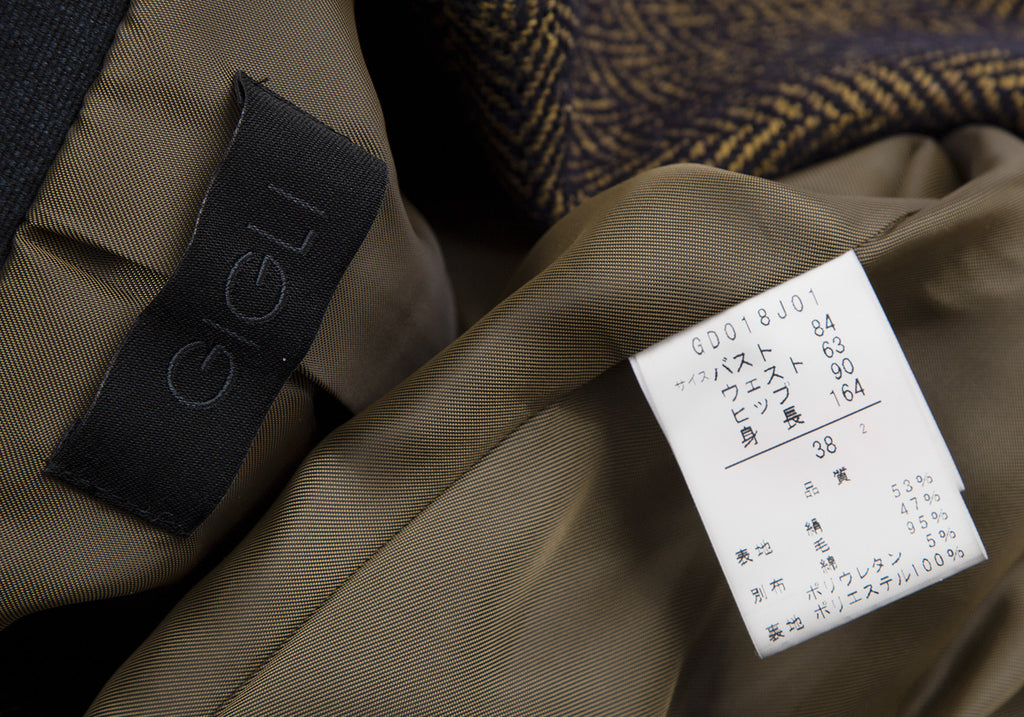 ROMEO GIGLI ITALY. gigli Navy, Mustard Herringbone Switching Jacket