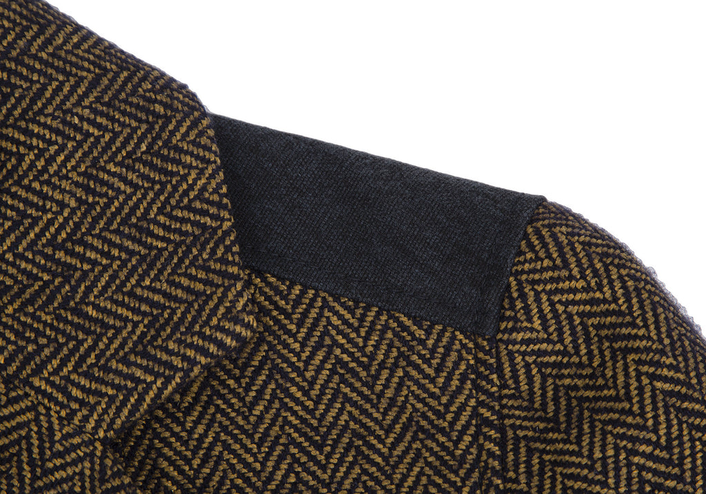 ROMEO GIGLI ITALY. gigli Navy, Mustard Herringbone Switching Jacket