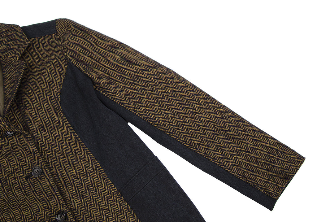 ROMEO GIGLI ITALY. gigli Navy, Mustard Herringbone Switching Jacket