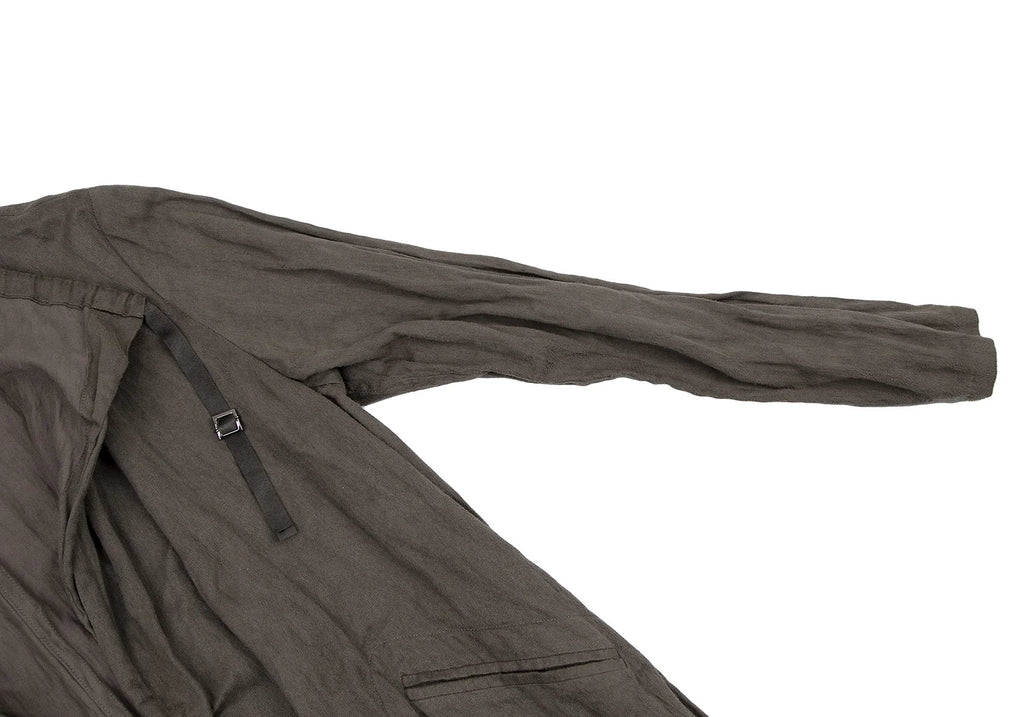 HOMMA JAPAN. Grey Faux Suede Ruched Gathers Jacket