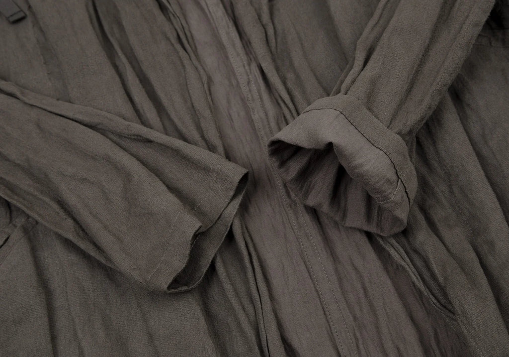 HOMMA JAPAN. Grey Faux Suede Ruched Gathers Jacket