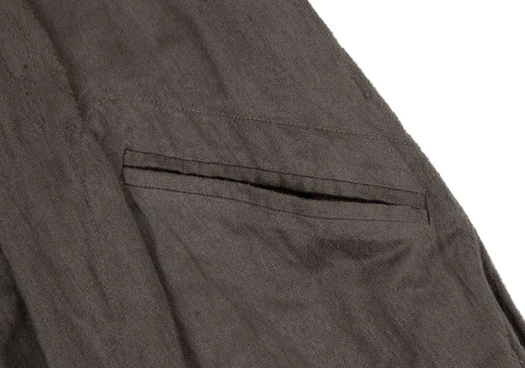 HOMMA JAPAN. Grey Faux Suede Ruched Gathers Jacket