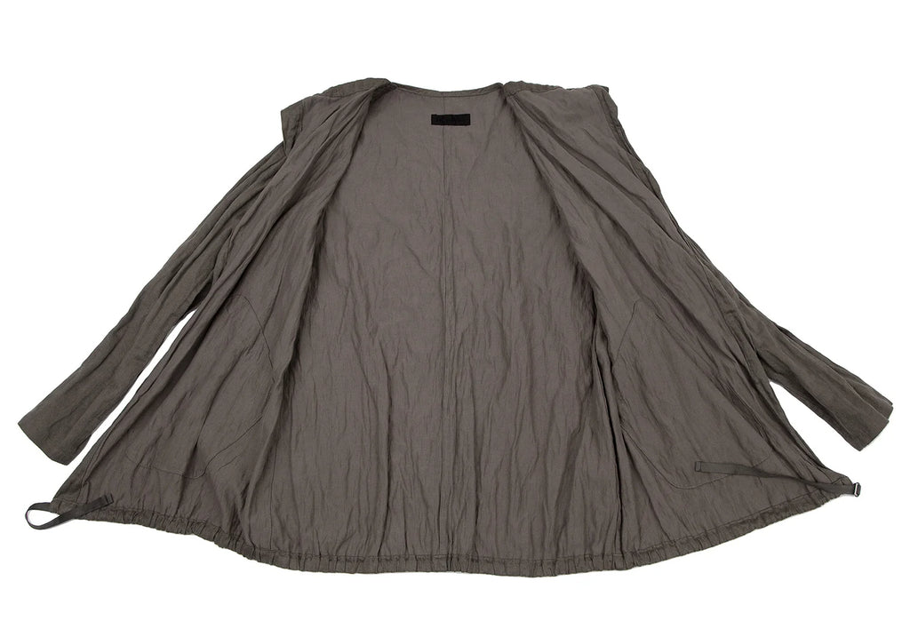 HOMMA JAPAN. Grey Faux Suede Ruched Gathers Jacket