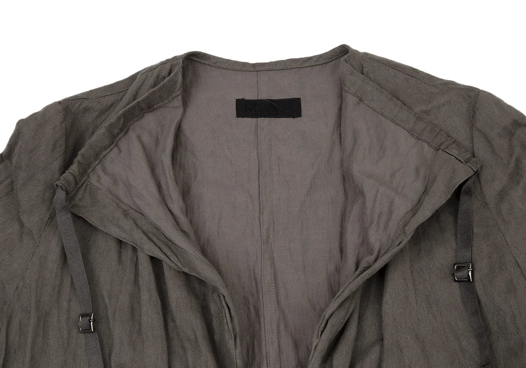 HOMMA JAPAN. Grey Faux Suede Ruched Gathers Jacket