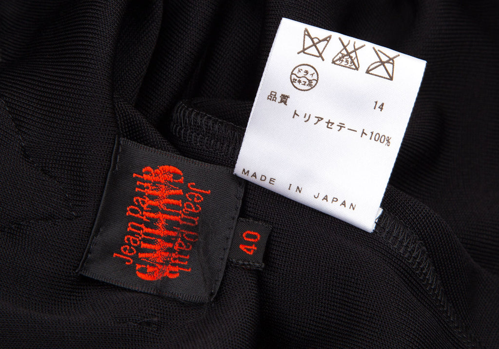 JEAN PAUL GAULTIER PARIS. Black Gather Neck Shiny Top