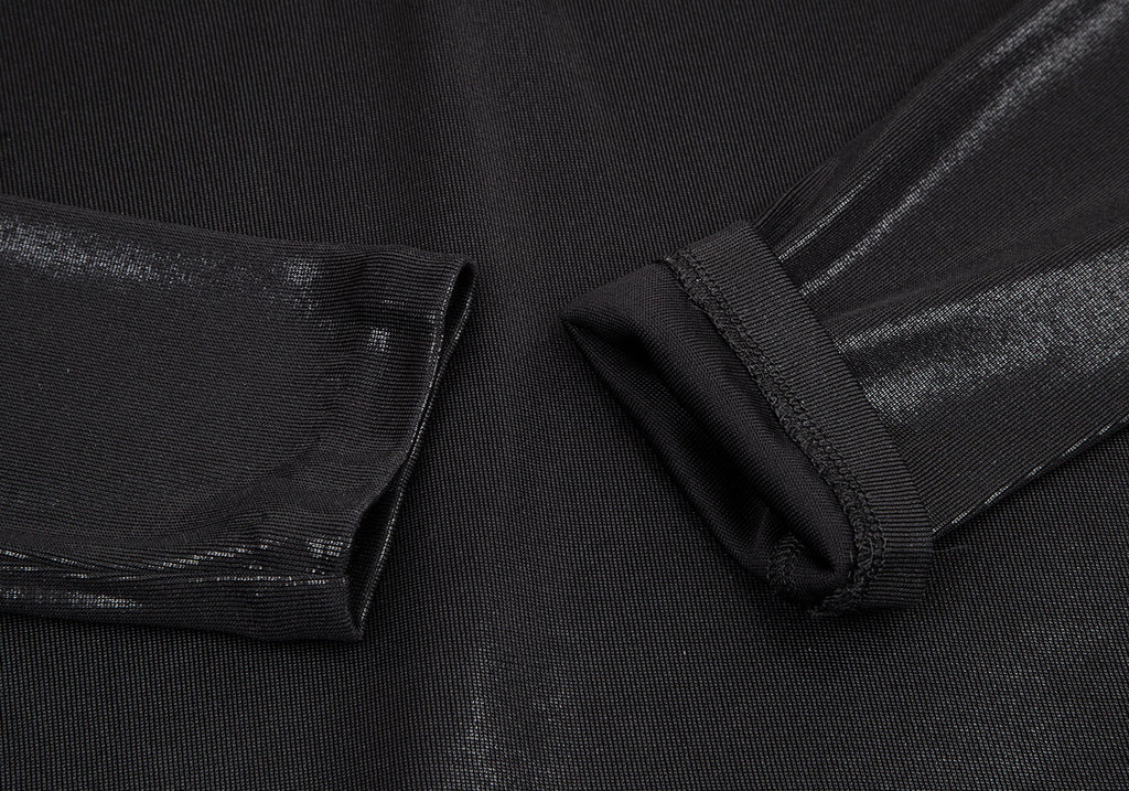 JEAN PAUL GAULTIER PARIS. Black Gather Neck Shiny Top