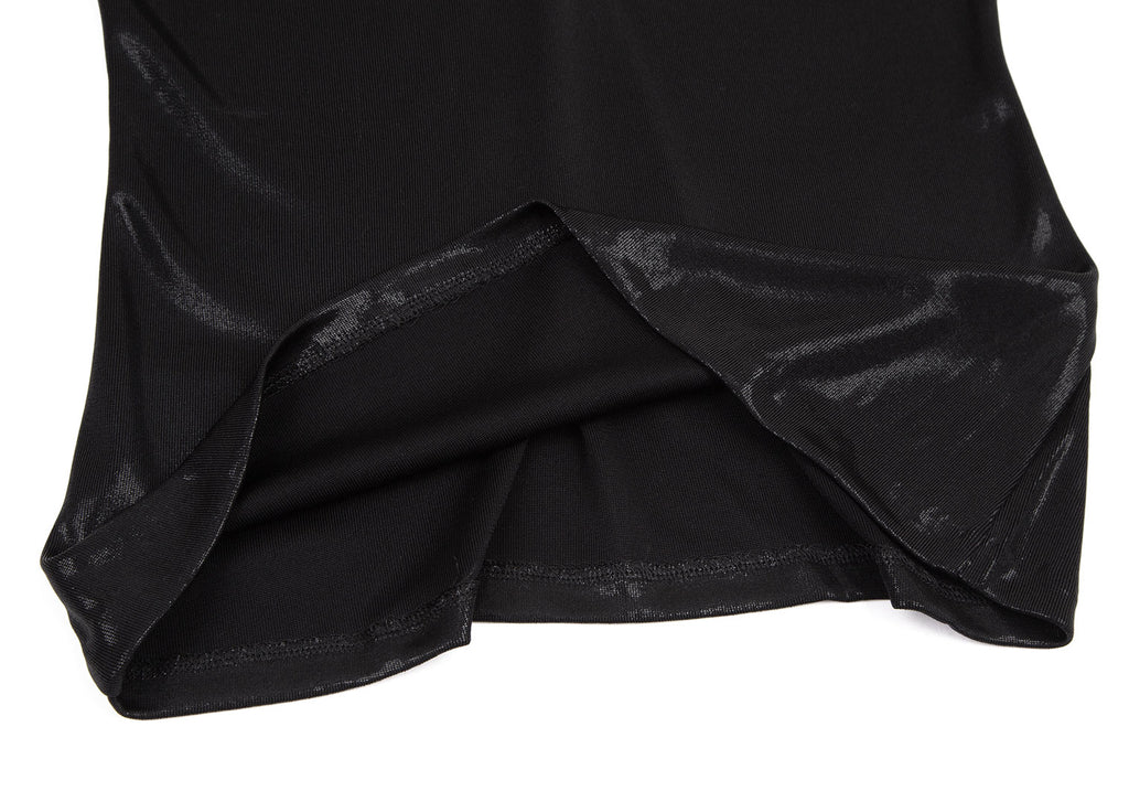 JEAN PAUL GAULTIER PARIS. Black Gather Neck Shiny Top