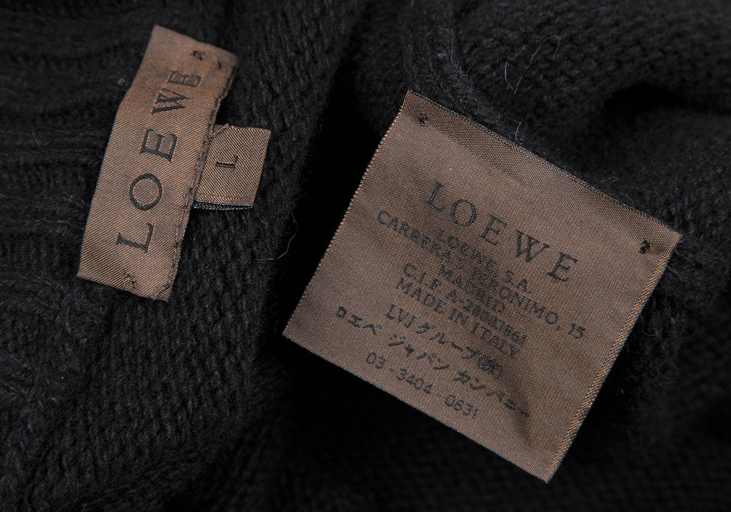 Loewe Madrid. Black Cashmere Knit Cardigan
