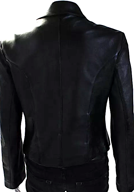 Versace Italy. Jeans Couture. Black Leather Three Button Jacket