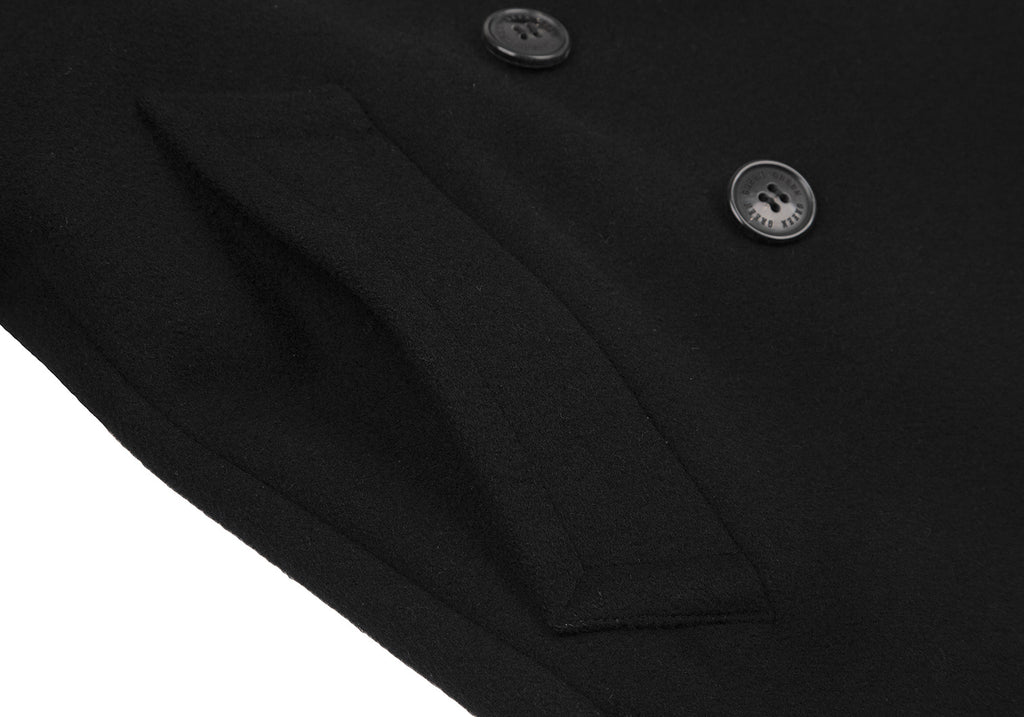 green JAPAN. Black Wool Double Button Coat