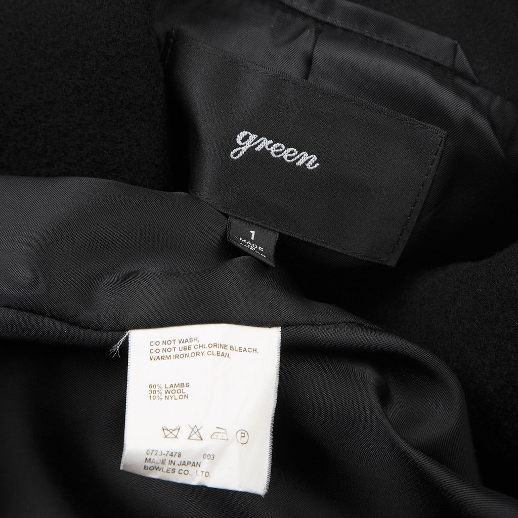 green JAPAN. Black Wool Double Button Coat