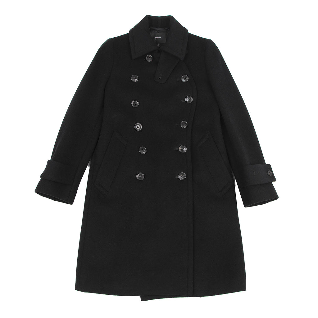 green JAPAN. Black Wool Double Button Coat