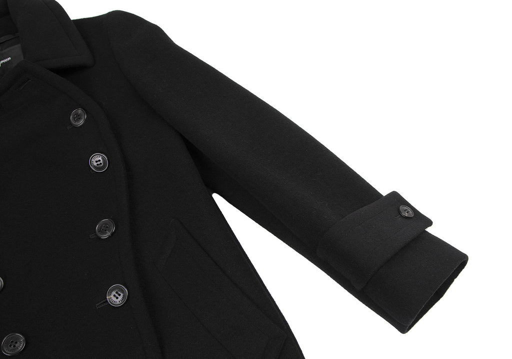 green JAPAN. Black Wool Double Button Coat