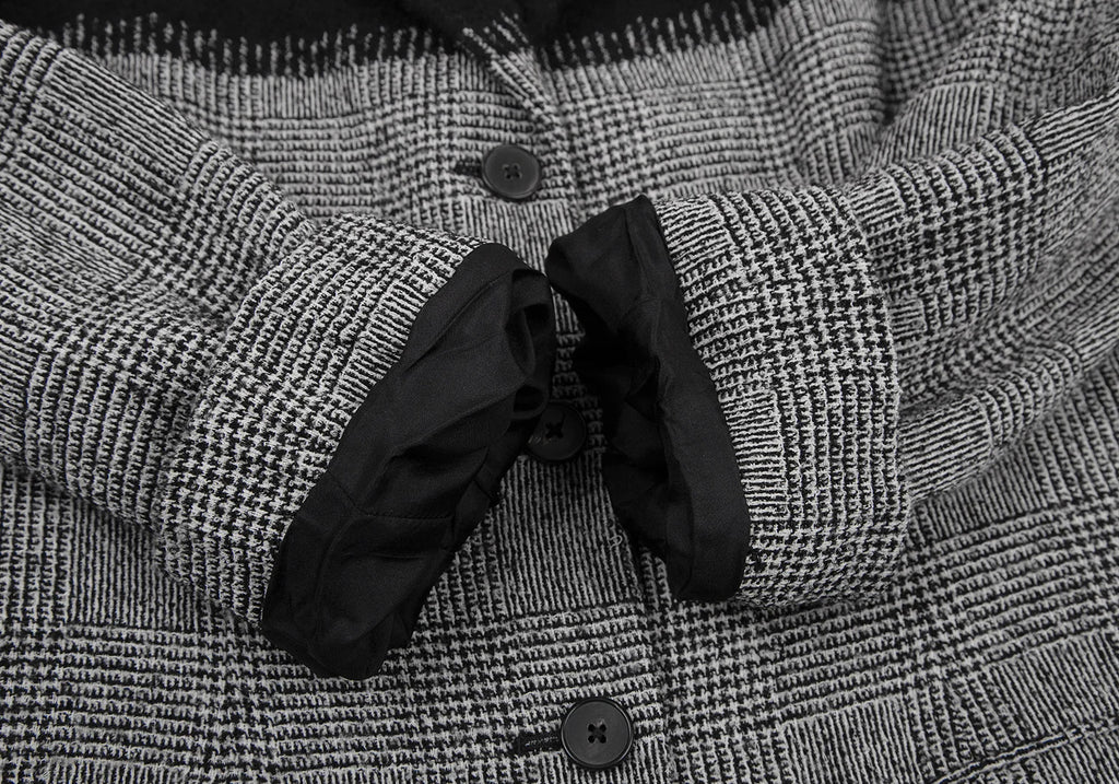 JIL SANDER Black, White Wool Glen Plaid Check Jacket