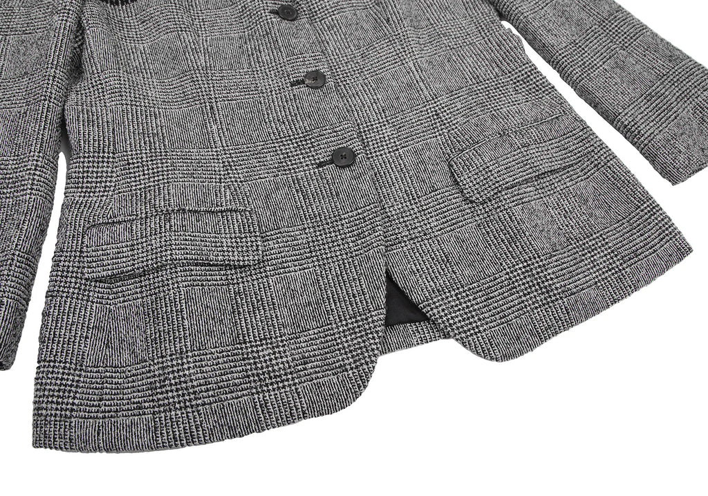 JIL SANDER Black, White Wool Glen Plaid Check Jacket