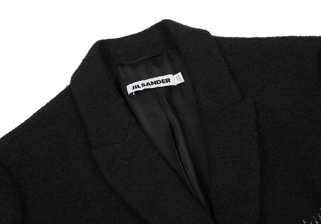 JIL SANDER Black, White Wool Glen Plaid Check Jacket