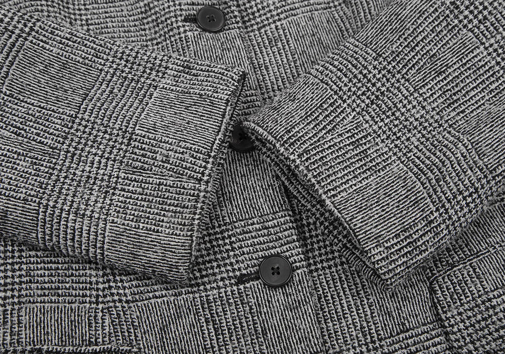 JIL SANDER Black, White Wool Glen Plaid Check Jacket