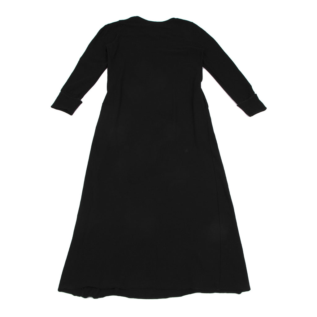 Issey Miyake Japan. "Zucca Line" Black V-Neck Knit Wool Dress