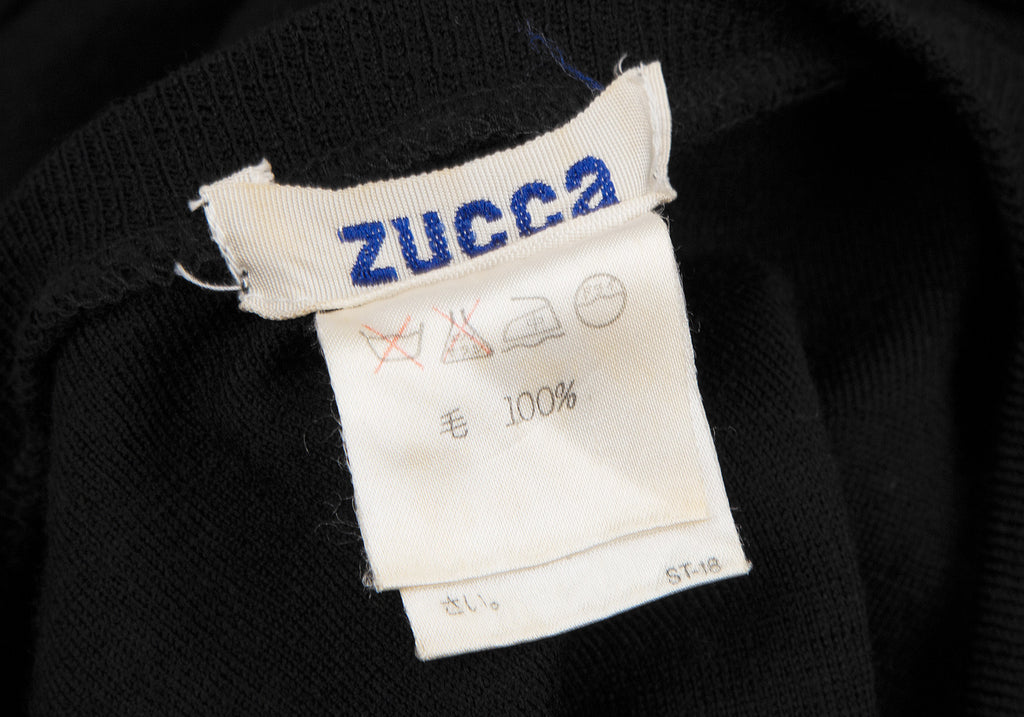 Issey Miyake Japan. "Zucca Line" Black V-Neck Knit Wool Dress