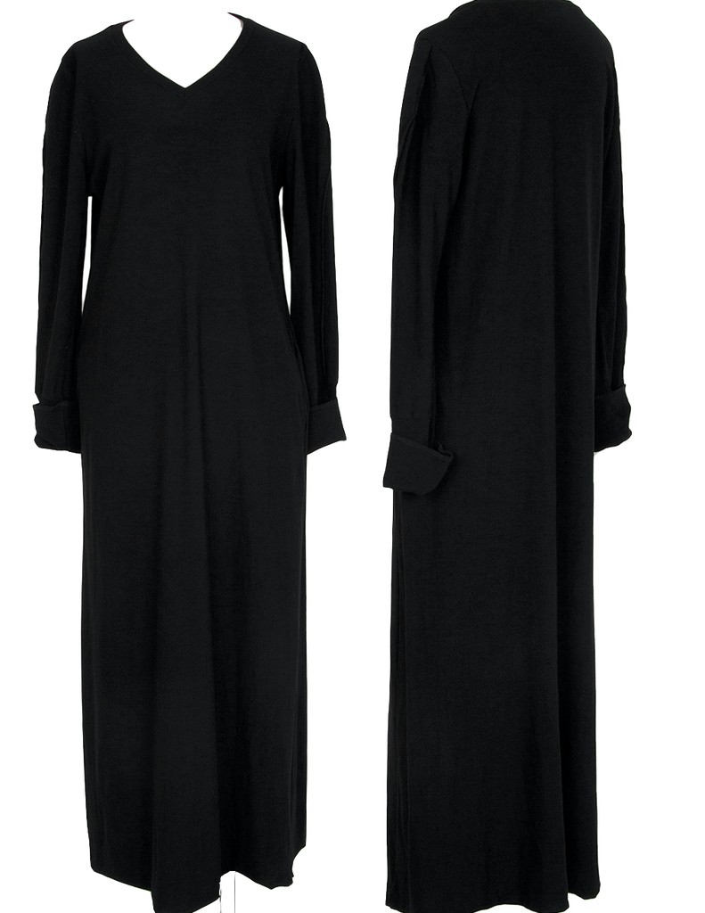 Issey Miyake Japan. "Zucca Line" Black V-Neck Knit Wool Dress