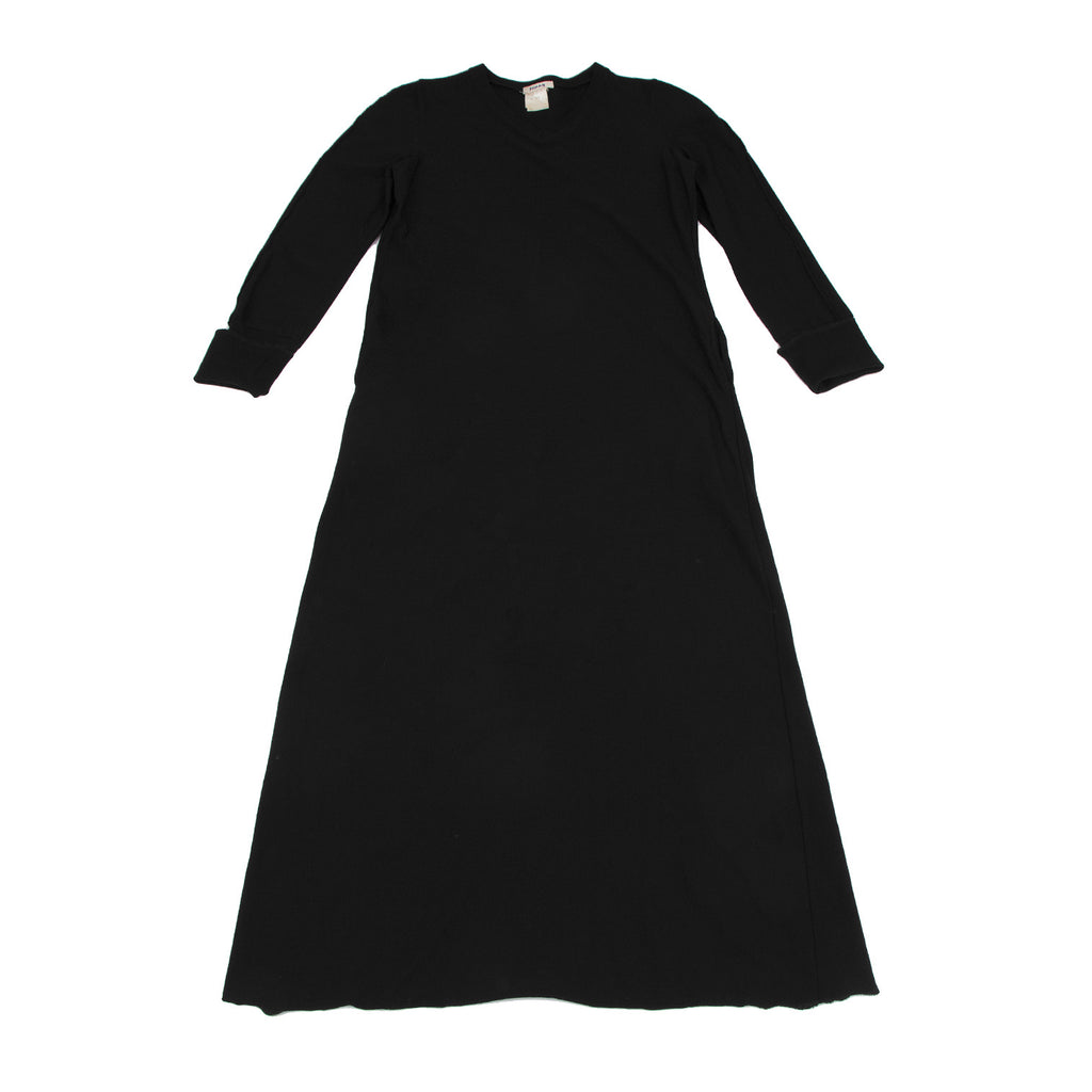 Issey Miyake Japan. "Zucca Line" Black V-Neck Knit Wool Dress
