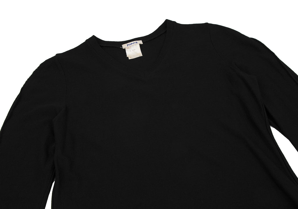 Issey Miyake Japan. "Zucca Line" Black V-Neck Knit Wool Dress