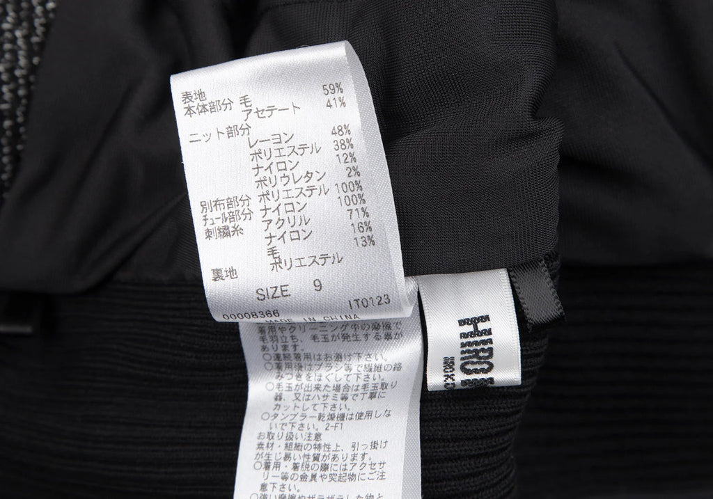 HIROKO KOSHINO HIROKO BIS JAPAN. Piping Stitched Black Shawl-collar Jacket