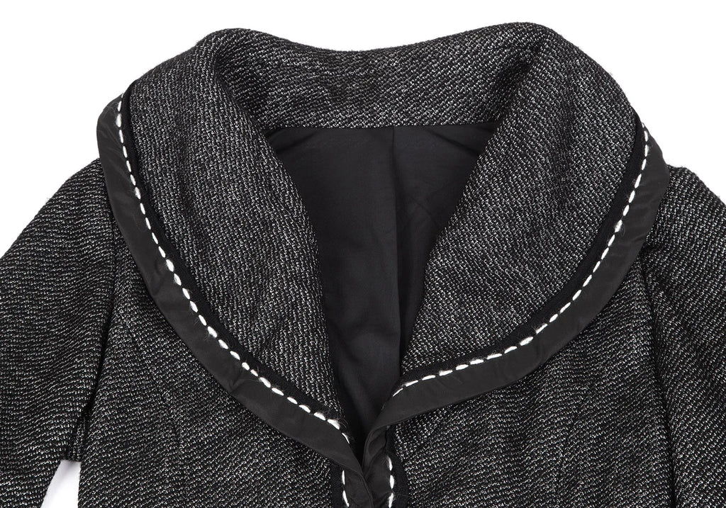 HIROKO KOSHINO HIROKO BIS JAPAN. Piping Stitched Black Shawl-collar Jacket