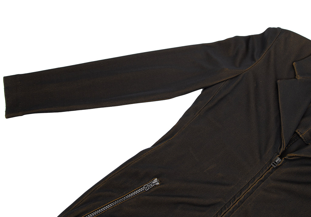 ISSEY MIYAKE Japan. Black/Khaki-Green Tinted Jersey Zip Jacket