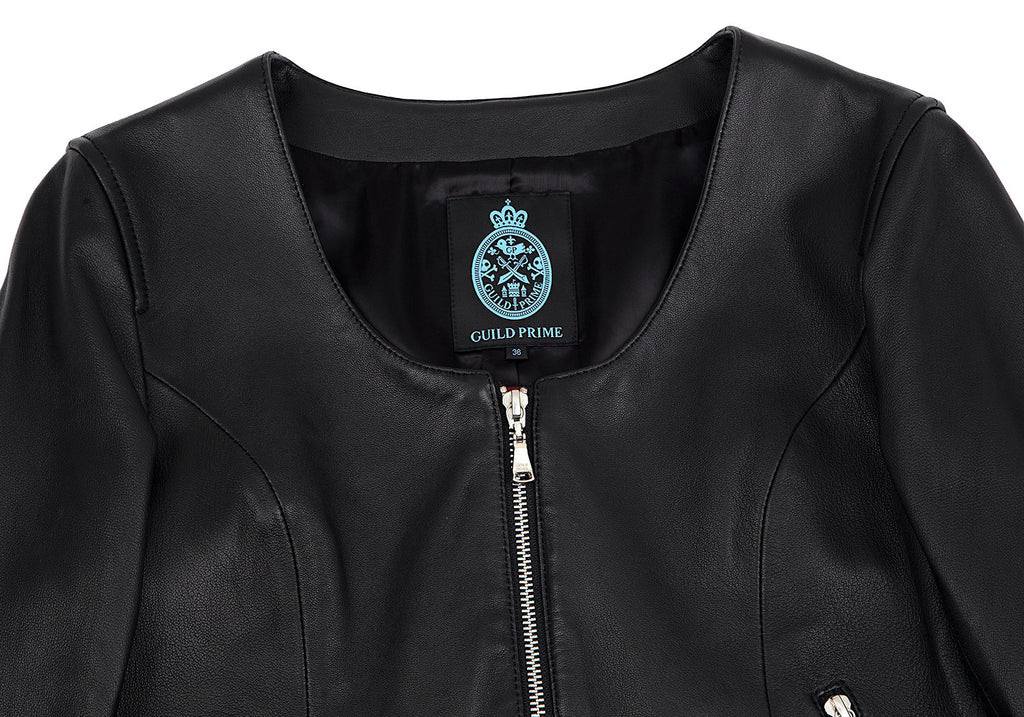 GUILD PRIME Japan. Black Lambskin Leather Jacket