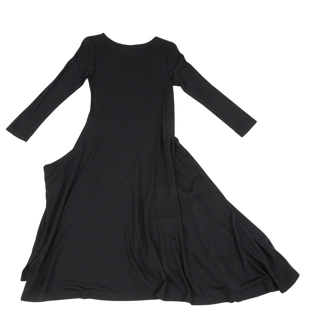 YOHJI YAMAMOTO JAPAN. MICHIKO by Y’s Rayon Wool Stretched Asymmetry Black Dress