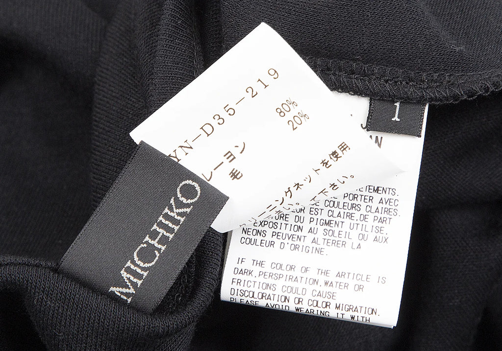 YOHJI YAMAMOTO JAPAN. MICHIKO by Y’s Rayon Wool Stretched Asymmetry Black Dress