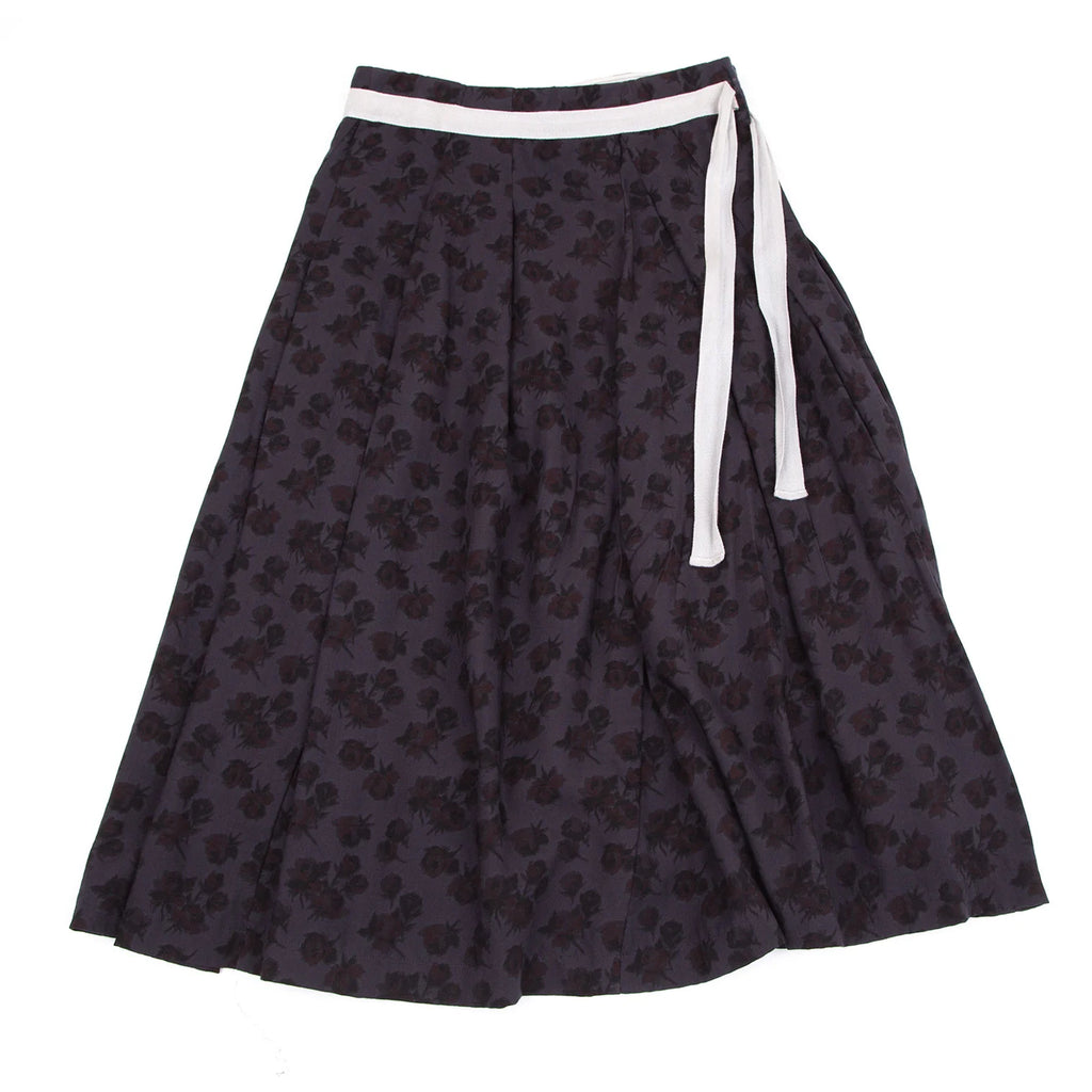 COMME des GARCONS JAPAN. TRICOT. Wool Dyed Purple Floral Wrap Skirt