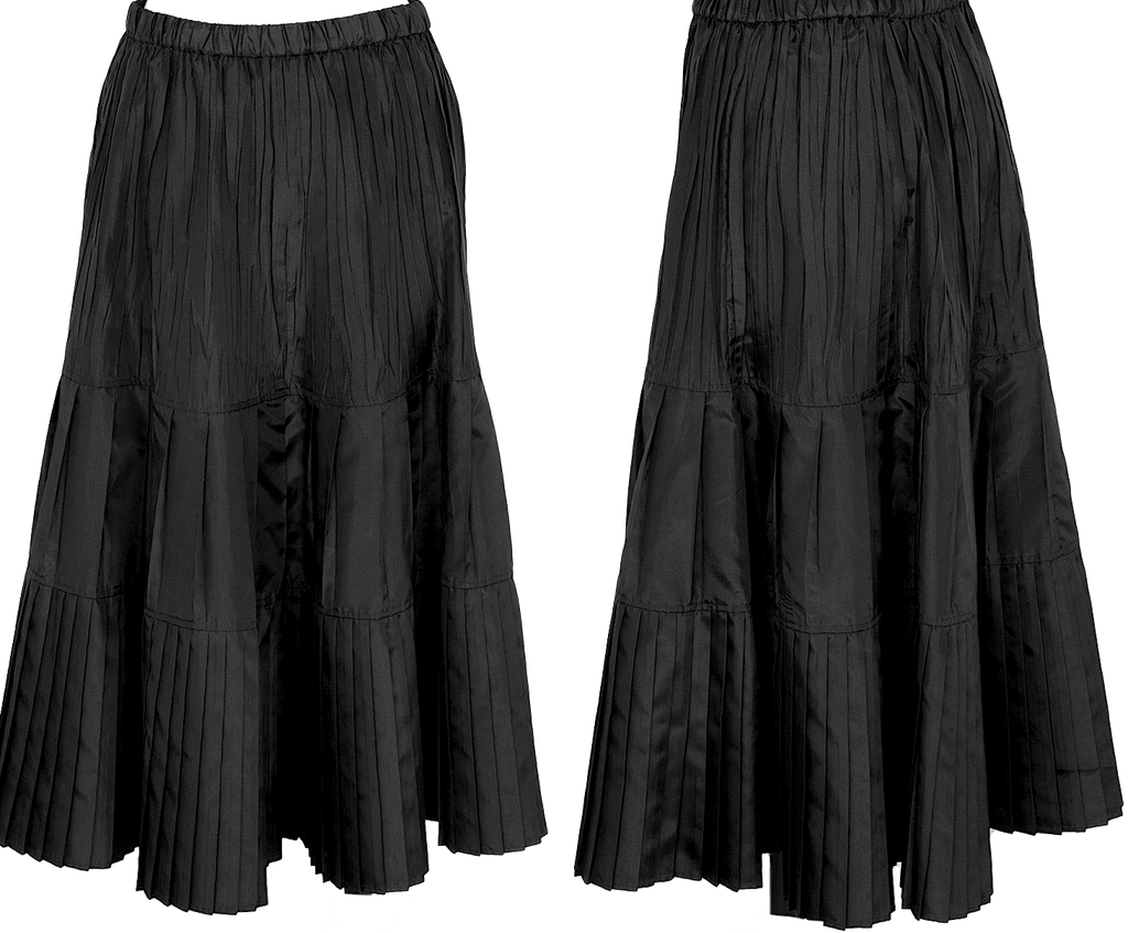 Hiroko Bis Japan. Black PolyTech Pleat Switching Skirt