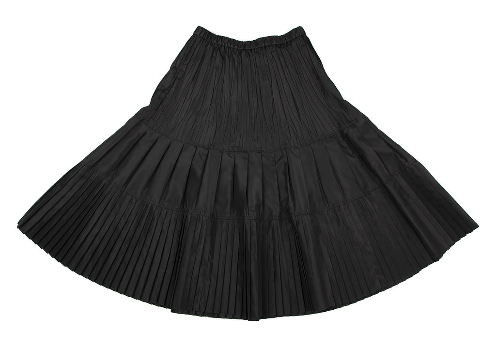 Hiroko Bis Japan. Black PolyTech Pleat Switching Skirt