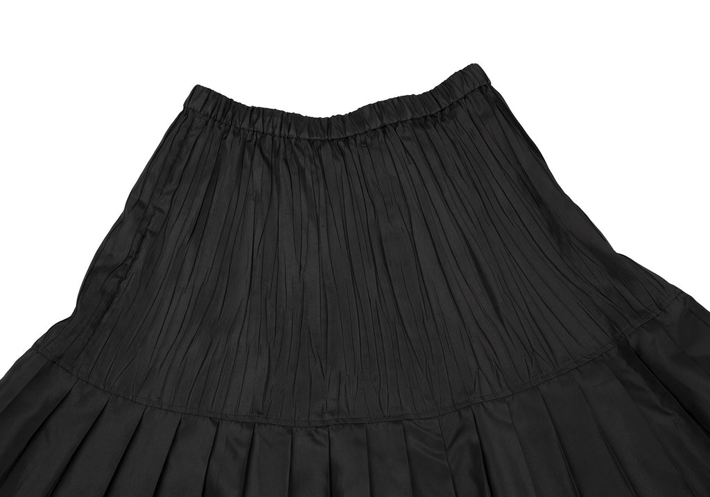 Hiroko Bis Japan. Black PolyTech Pleat Switching Skirt