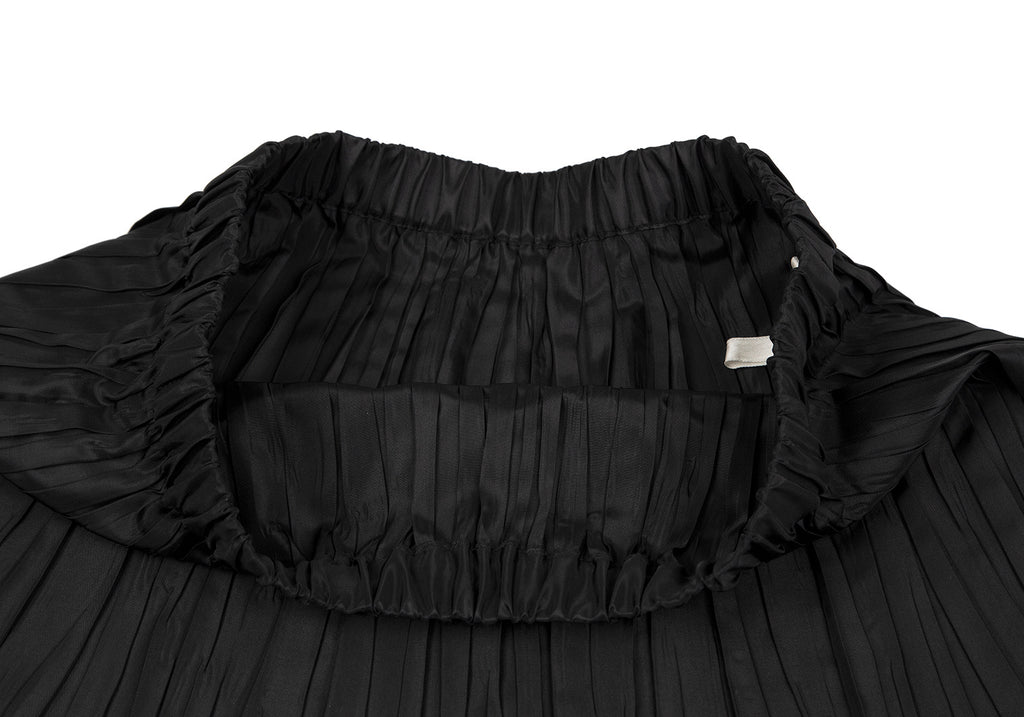 Hiroko Bis Japan. Black PolyTech Pleat Switching Skirt