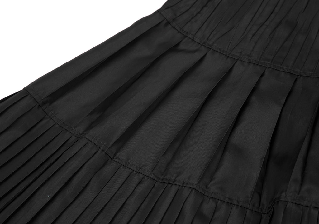 Hiroko Bis Japan. Black PolyTech Pleat Switching Skirt