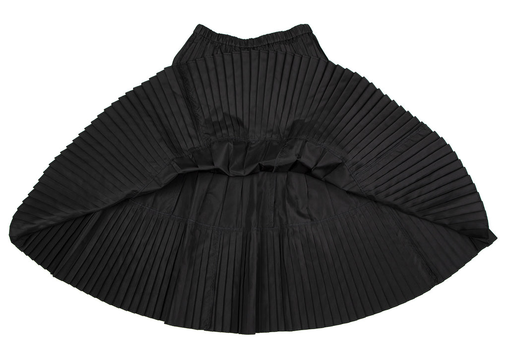 Hiroko Bis Japan. Black PolyTech Pleat Switching Skirt