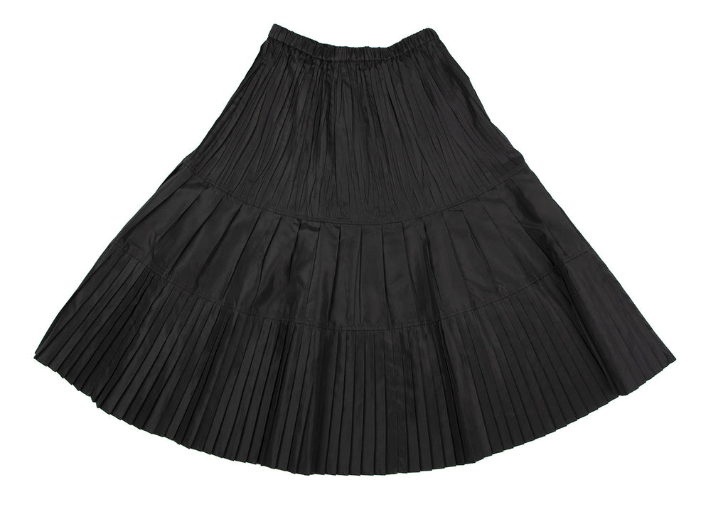 Hiroko Bis Japan. Black PolyTech Pleat Switching Skirt