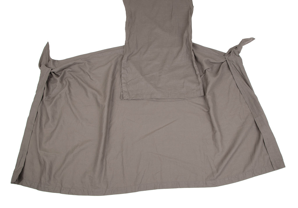 Issey Miyake Japan. Plantation Line. Grey Cotton Linen Sleeveless Wrap Dress