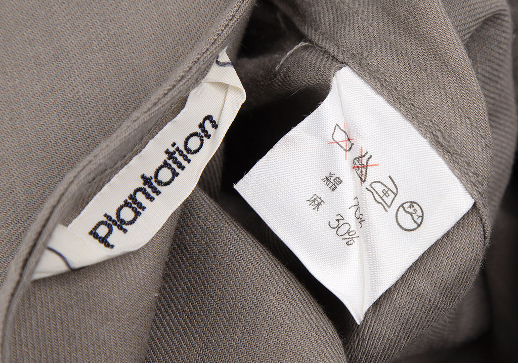 Issey Miyake Japan. Plantation Line. Grey Cotton Linen Sleeveless Wrap Dress