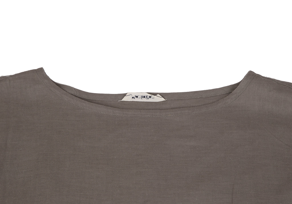 Issey Miyake Japan. Plantation Line. Grey Cotton Linen Sleeveless Wrap Dress