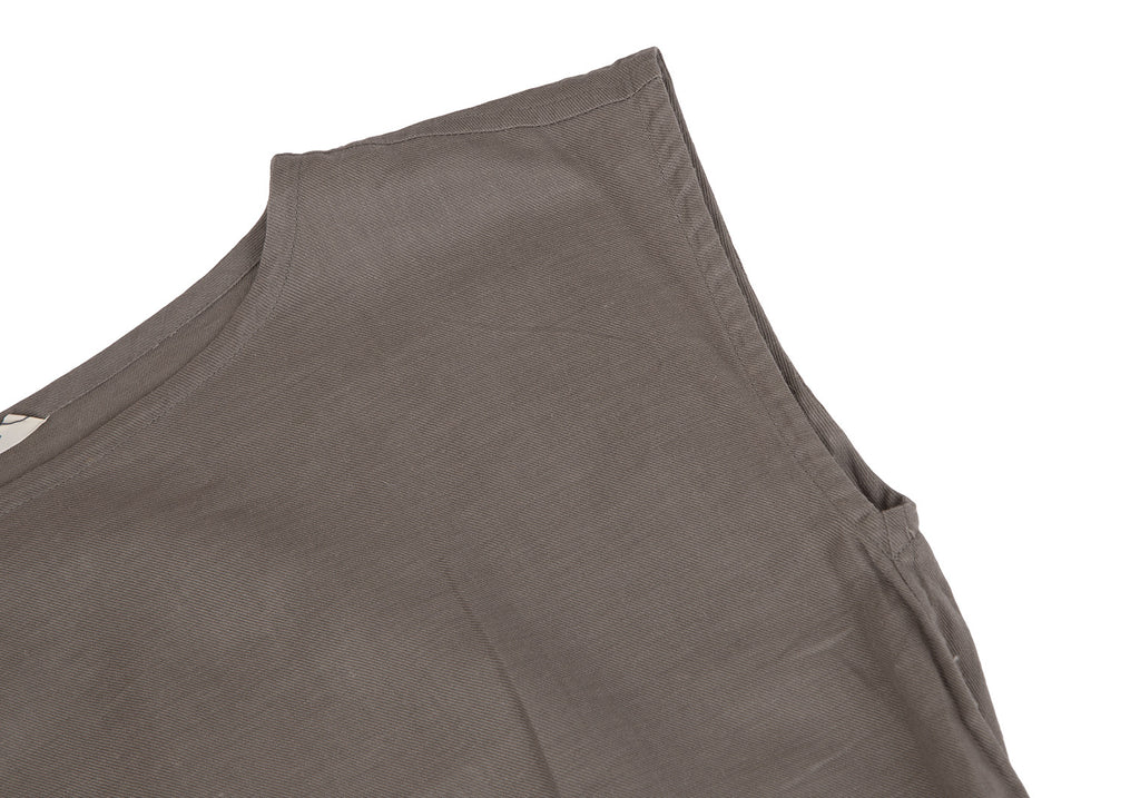 Issey Miyake Japan. Plantation Line. Grey Cotton Linen Sleeveless Wrap Dress
