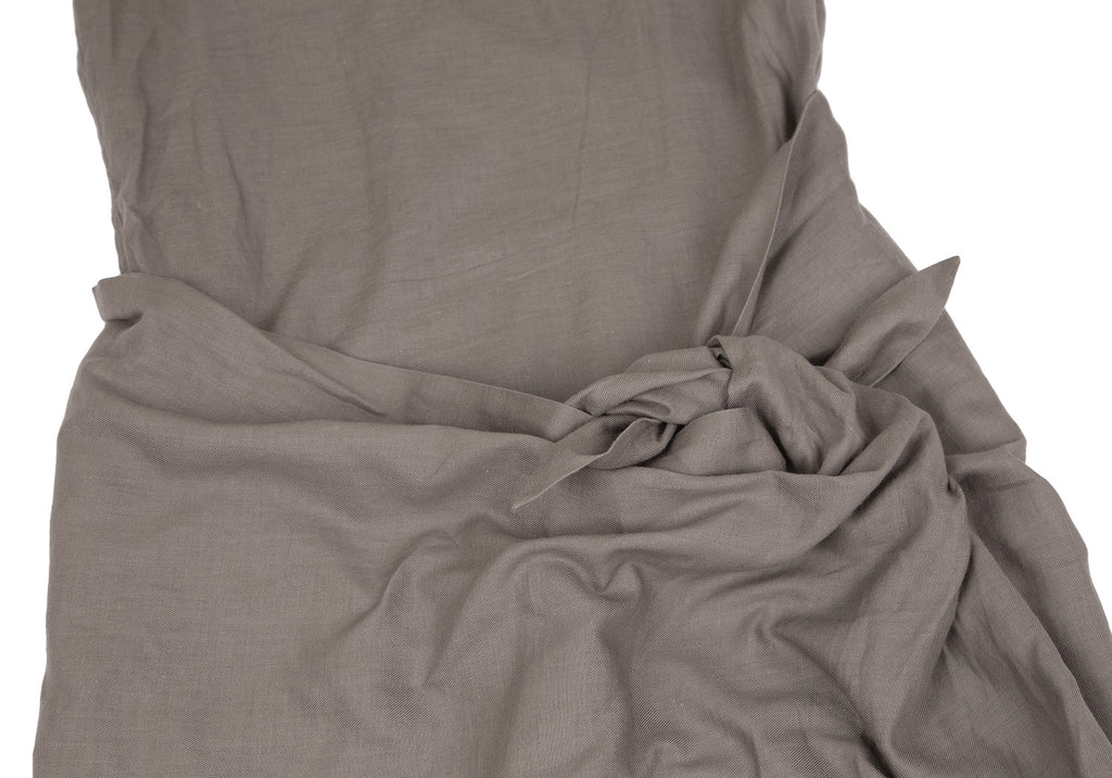 Issey Miyake Japan. Plantation Line. Grey Cotton Linen Sleeveless Wrap Dress