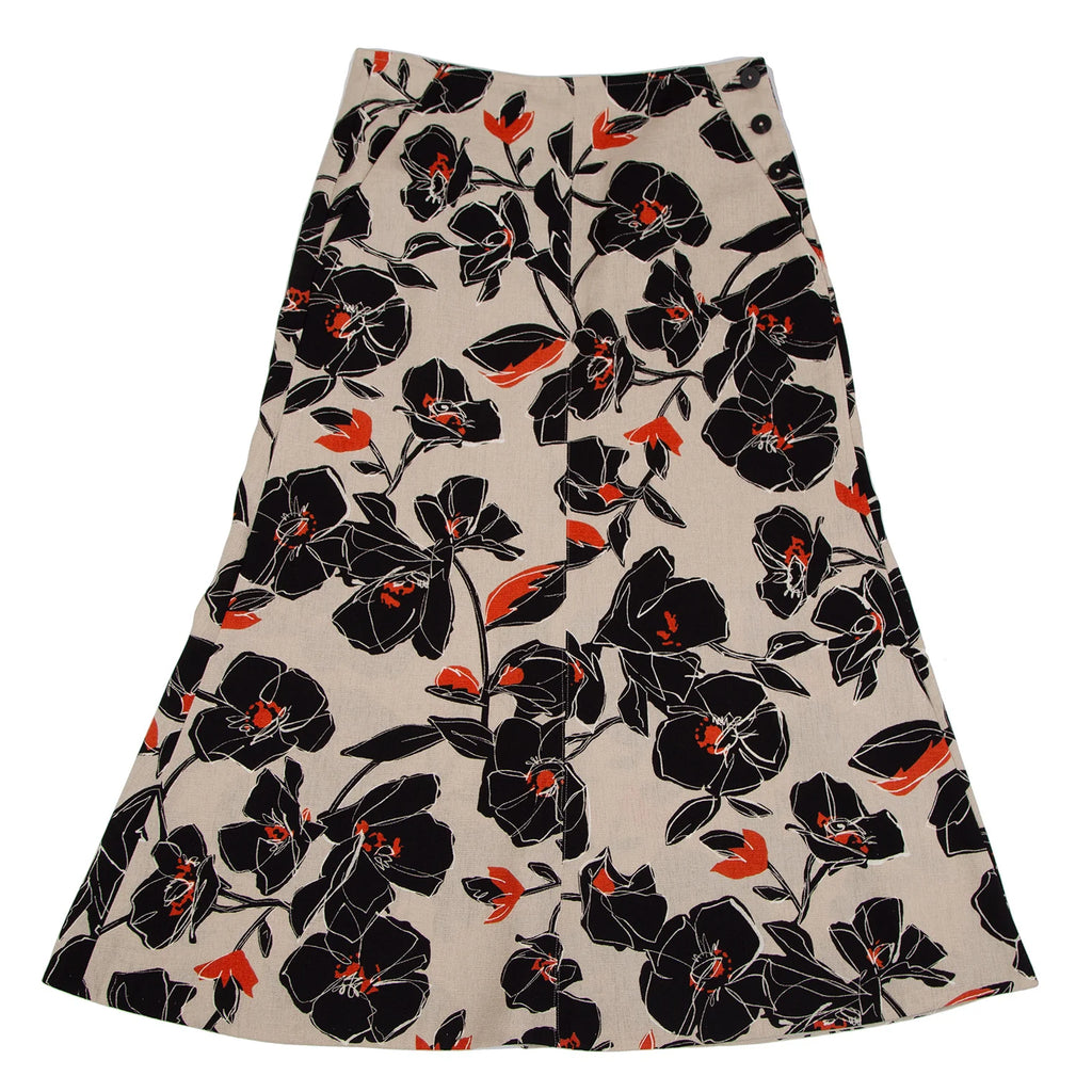 TOMORROWLAND BALLSEY JAPAN. Beige Floral Printed Flare Skirt