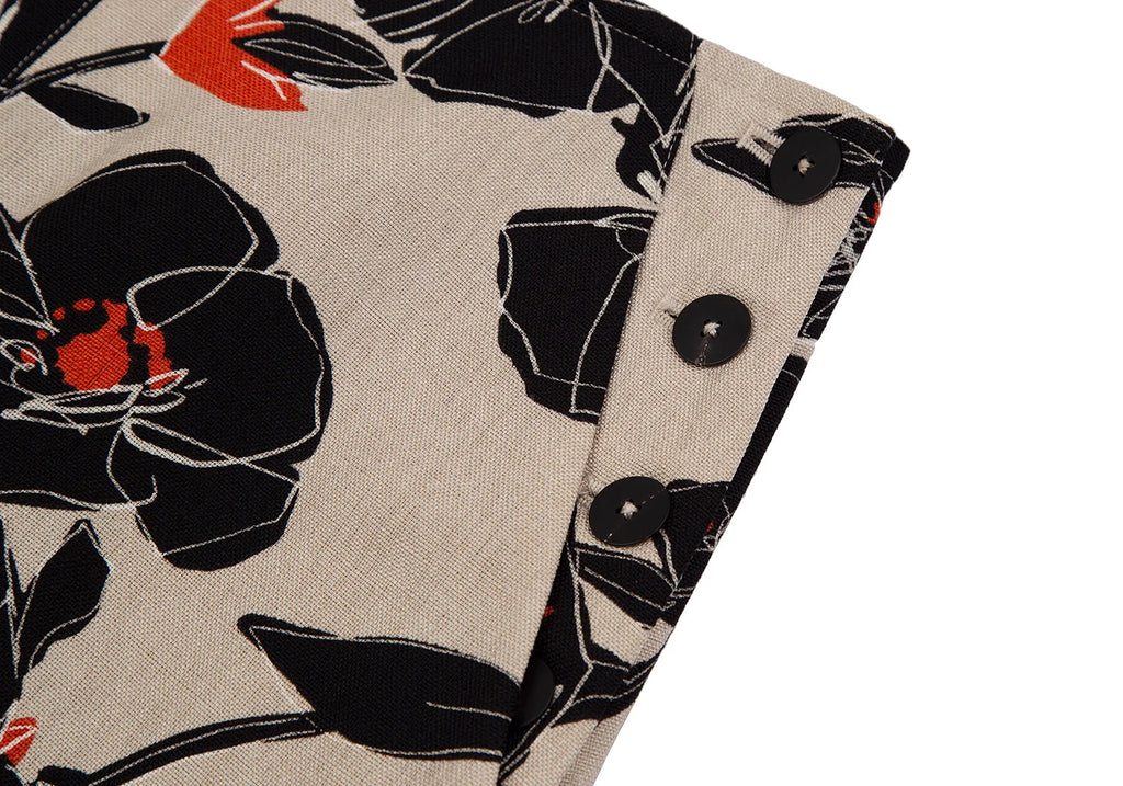 TOMORROWLAND BALLSEY JAPAN. Beige Floral Printed Flare Skirt