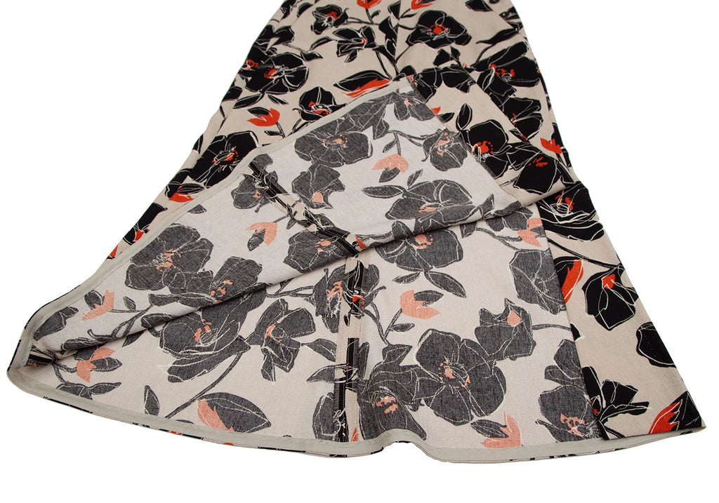 TOMORROWLAND BALLSEY JAPAN. Beige Floral Printed Flare Skirt